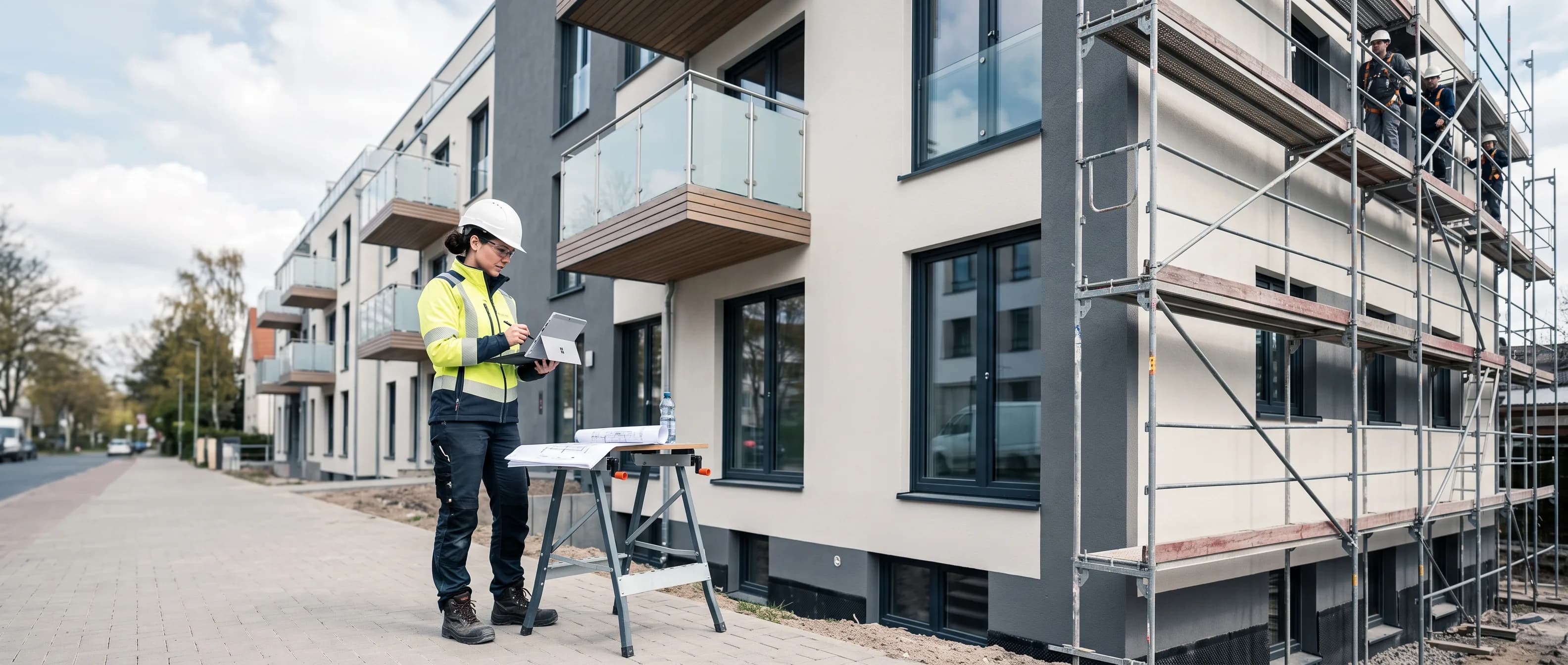 Modernes, energieeffizientes Einfamilienhaus in der Abenddämmerung